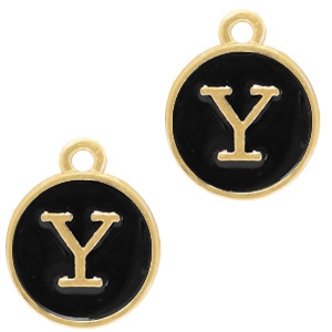 Basic Quality metalen bedels letter Y Goud(iets meer ros&eacute;)-zwart