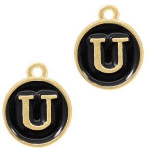 Basic Quality metalen bedels letter U Goud-zwart