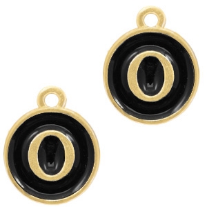 Basic Quality metalen bedels letter O Goud-zwart