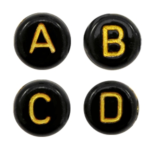 Letterkralen van acryl mix Black-gold