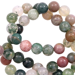 Natuursteen kralen chalcedoon (kwarts) en jaspis 4mm Green mix