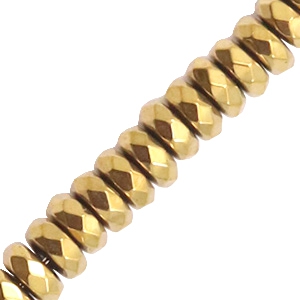 Hematite kralen facet disc Gold