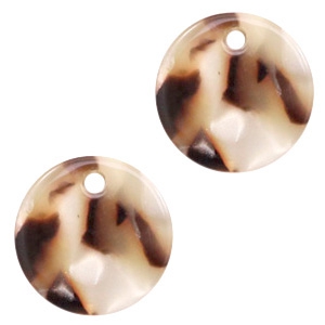 Resin hangers rond 12mm Mixed beige brown