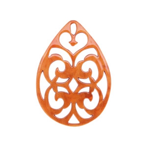 Resin hangers druppel barok 38x27mm Flame orange
