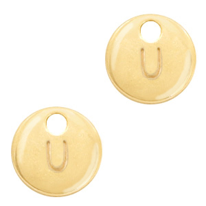 Basic Quality metalen bedels initial U Goud (nikkelvrij)