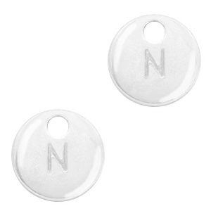 Basic Quality metalen bedels initial N Antiek zilver (nikkelvrij)
