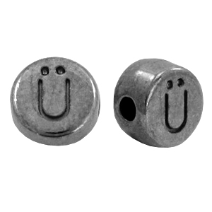 DQ metalen letterkraal &Uuml; Zilver antraciet (nikkelvrij)