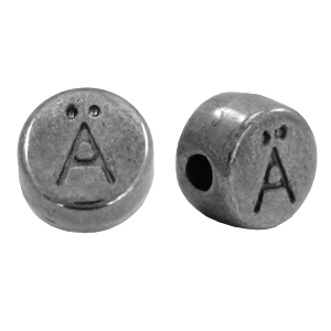 DQ metalen letterkraal &Auml; Zilver antraciet (nikkelvrij)