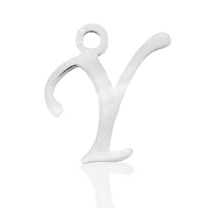 Roestvrij stalen (RVS) Stainless steel bedels initial Y Zilver