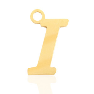Roestvrij stalen (RVS) Stainless steel bedels initial I Goud