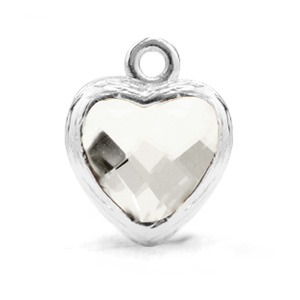 Hangers van crystal glas hart Crystal-silver