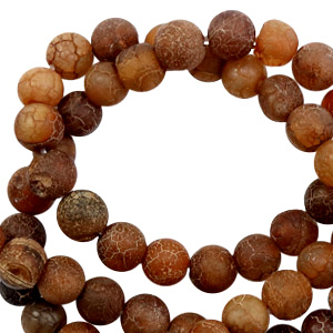 Natuursteen kralen chalcedoon (kwarts) 6mm mat Multicolour dark brown