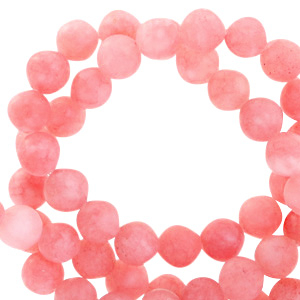 Natuursteen kralen 6mm mat Rose pink