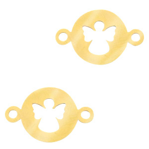 Roestvrij stalen (RVS) Stainless steel bedels tussenstuk angel Goud