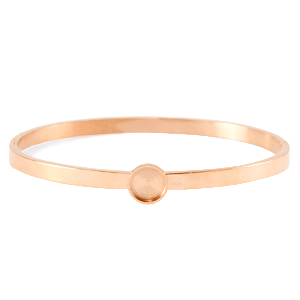 Polaris Steel (RVS) bangle armband met setting voor 7mm cabochon/Swarovski SS34 Ros&eacute; goud