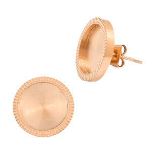 Polaris Steel (RVS) oorbellen met setting voor 12mm cabochon Ros&eacute; goud