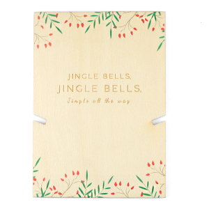 Sieraden kaartjes hout "jingle bells" Natural (natuurlijke kleur van het hout)