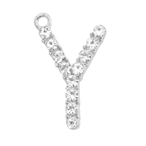 Basic quality metalen bedels strass initial Y Antiek zilver