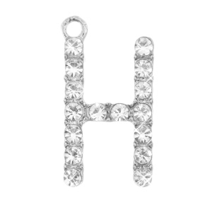 Basic quality metalen bedels strass initial H Antiek zilver