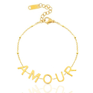 Roestvrij stalen (RVS) Stainless steel armbanden "amour" Goud