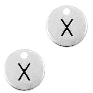 Bedels DQ metaal initial X Antiek zilver (nikkelvrij)