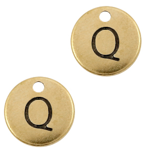 Bedels DQ metaal initial Q Antiek brons (nikkelvrij)