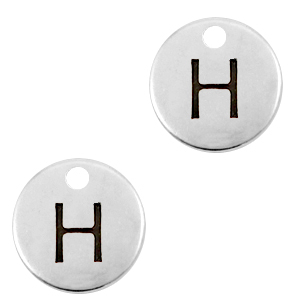 Bedels DQ metaal initial H Antiek zilver (nikkelvrij)