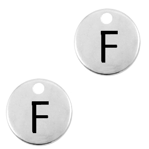 Bedels DQ metaal initial F Antiek zilver (nikkelvrij)