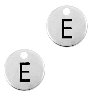 Bedels DQ metaal initial E Antiek zilver (nikkelvrij)
