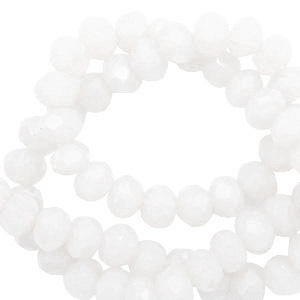 Top Facet kralen 6x4 mm disc Brilliant white-pearl shine coating