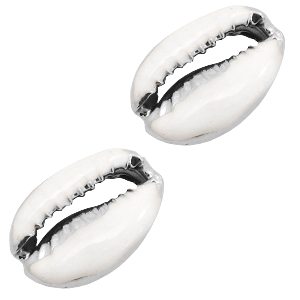 Schelp kralen specials Kauri Half white-silver