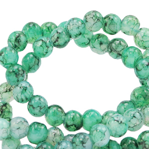 6 mm glaskralen gem&ecirc;leerd Green ash