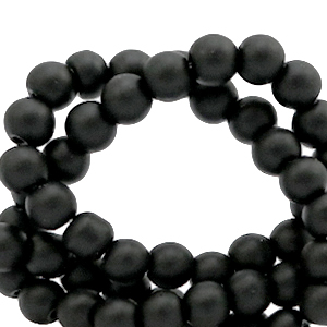 4 mm glaskralen mat Black