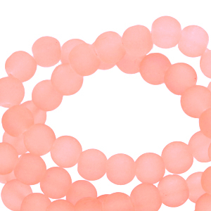 6 mm glaskralen mat Neon coral orange