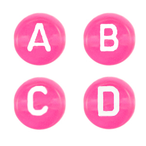 Letterkralen van acryl mix Neon azalea pink transparant