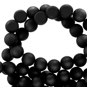 Super Polaris kralen rond 8 mm matt Jet black