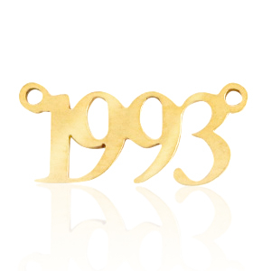 Roestvrij stalen (RVS) Stainless steel bedels/tussenstuk jaartal 1993 Goud