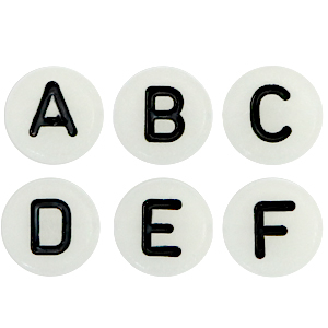 Letterkralen van acryl glow-in-the-dark mix Off white-black
