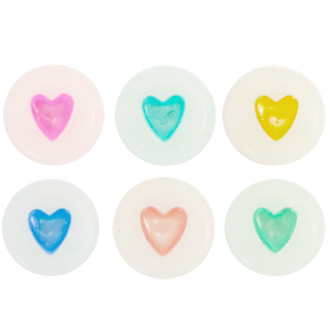 Letterkralen van acryl hartjes glow-in-the-dark Off white-multicolour