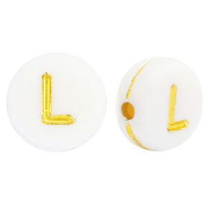 Letterkralen van acryl L White-gold