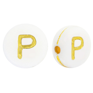 Letterkralen van acryl P White-gold