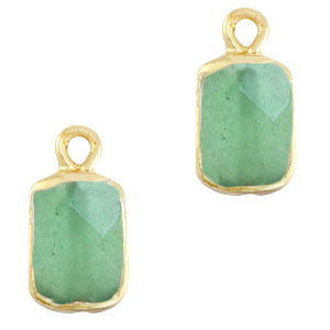 Natuursteen hangers rechthoek Ocean green-gold