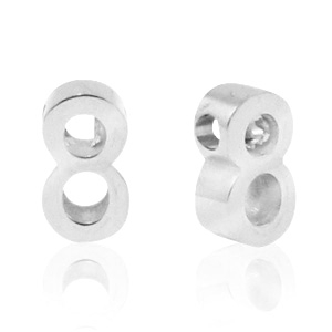 Roestvrij stalen (RVS) Stainless steel kralen cijfer 8 Zilver