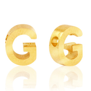 Roestvrij stalen (RVS) Stainless steel kralen letter G Goud