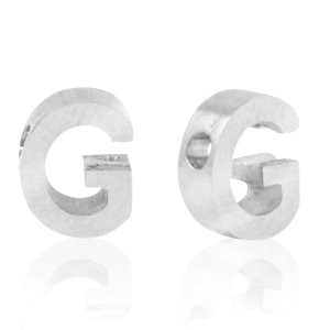Roestvrij stalen (RVS) Stainless steel kralen letter G Zilver