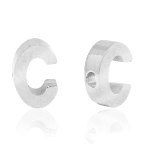 Roestvrij stalen (RVS) Stainless steel kralen letter C Zilver