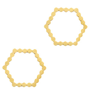 Roestvrij stalen (RVS) Stainless steel bedels/tussenstuk hexagon Goud