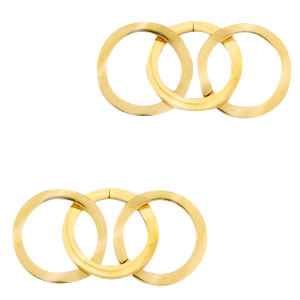 Roestvrij stalen (RVS) Stainless steel bedels/tussenstuk triple circle Goud