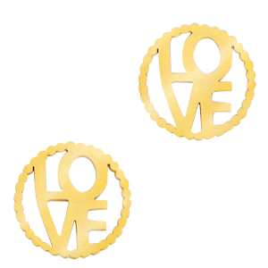 Roestvrij stalen (RVS) Stainless steel bedels/tussenstuk "LOVE" Goud