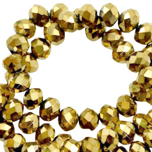 Top Facet kralen 4x3 mm disc Crystal dorado gold metallic